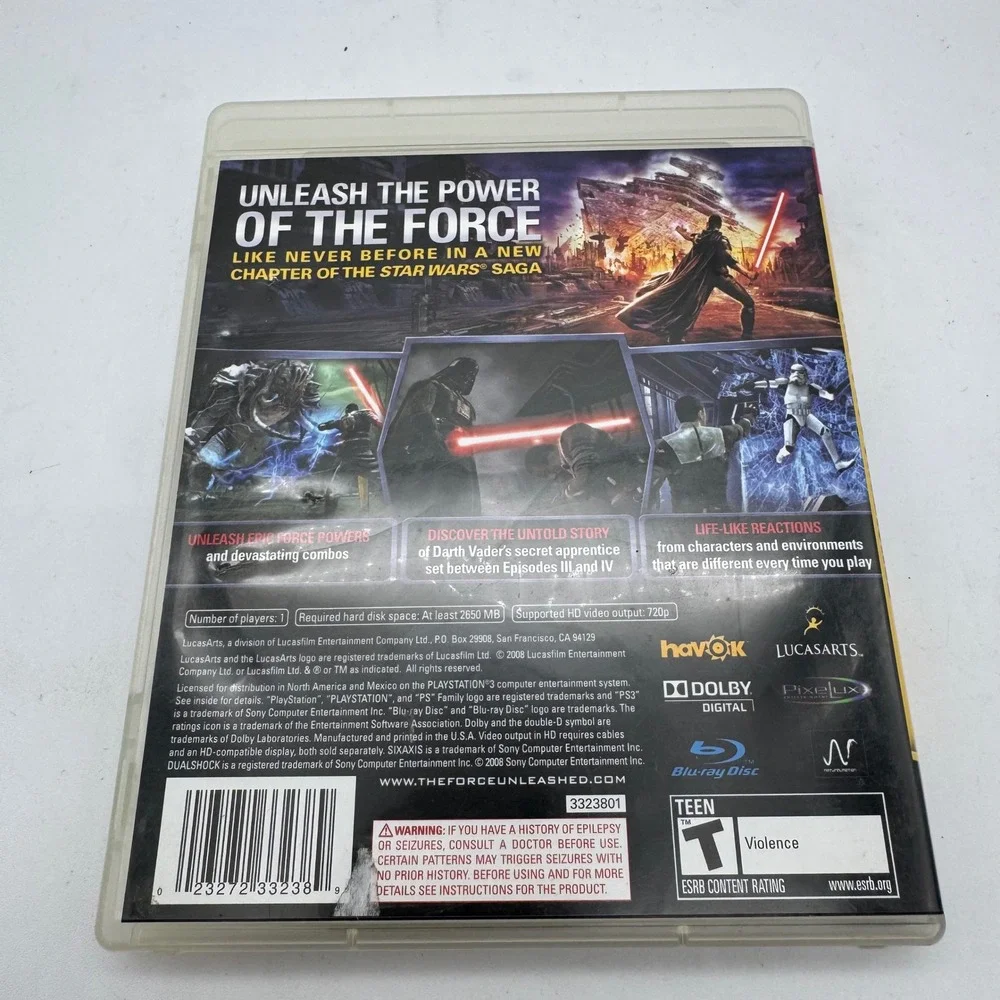 Star Wars The Force Unleashed Sony PlayStation 3 PS3 LucasArts‎ CIB Black Label
